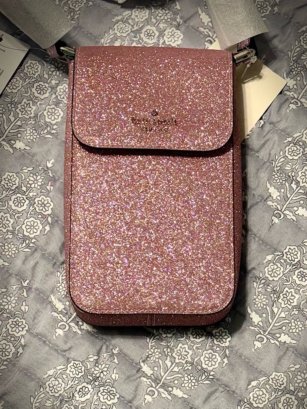 Kate Spade Pink Glitter Crossbody Phone Pouch